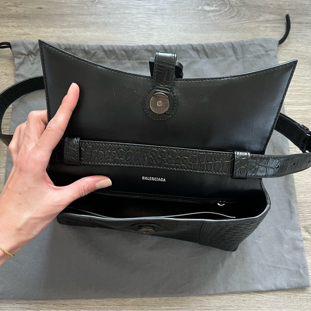 Balenciaga Black Croc XS Soft Hourglass Bag - Picture 6 of 15